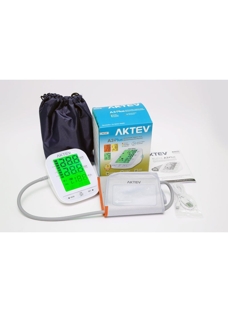 A3 Plus, Automatic Upper Arm Blood Pressure Monitor With Lithium Battery, Silver